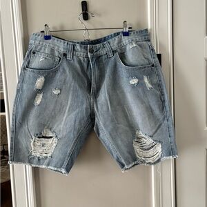 INC International Concepts Light Blue Distressed Jean Shorts